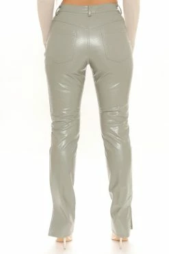 Fashion Nova Pants Croc Lock And Drop It Faux Leather Pant 33 - Sage