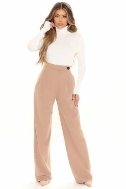 Fashion Nova Make A Move Wide Leg Pant 33 - Taupe