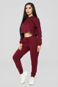 Fashion Nova Pants Latest And Greatest French Terry Jogger - Burgundy