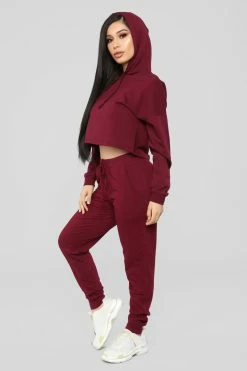 Fashion Nova Pants Latest And Greatest French Terry Jogger - Burgundy