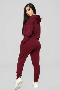 Fashion Nova Pants Latest And Greatest French Terry Jogger - Burgundy