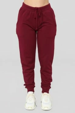 Fashion Nova Pants Latest And Greatest French Terry Jogger - Burgundy