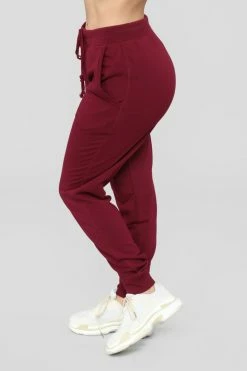 Fashion Nova Pants Latest And Greatest French Terry Jogger - Burgundy