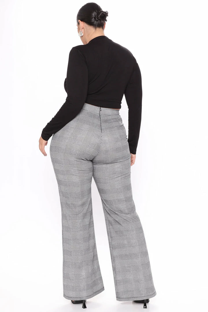 Fashion Nova Pants Victoria High Waisted Dress Pant Plaid - Black/White