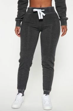 Fashion Nova Sweet Dreams Mineral Wash Jogger - Charcoal Pants