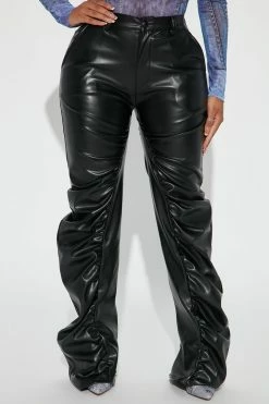 Fashion Nova Offscreen Romance Ruched Trousers - Black Pants