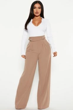 Fashion Nova City Night Wide Flare Pant - Taupe
