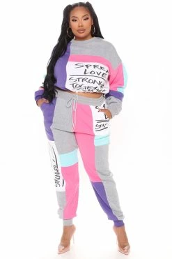 Fashion Nova Written With Love Sweatpants - Purple Combo