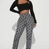 Fashion Nova Labeled Luxe Stacked Skinny Pant - Black/White Pants