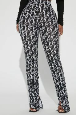 Fashion Nova Labeled Luxe Stacked Skinny Pant - Black/White Pants