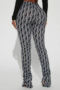 Fashion Nova Labeled Luxe Stacked Skinny Pant - Black/White Pants