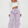 Fashion Nova Power Play Parachute Cargo Pant - Lavender Pants