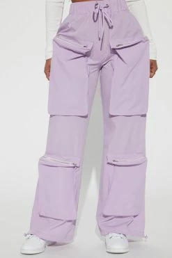 Fashion Nova Power Play Parachute Cargo Pant - Lavender Pants