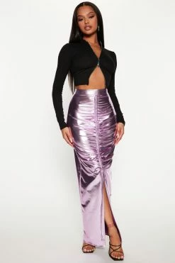 Fashion Nova Lips Are Sealed Ruched Maxi Skirt - Pink Skirts & Skorts