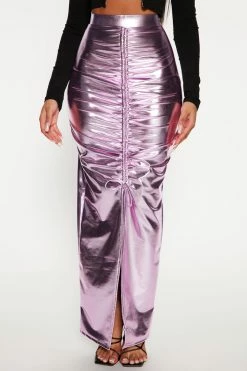 Fashion Nova Lips Are Sealed Ruched Maxi Skirt - Pink Skirts & Skorts