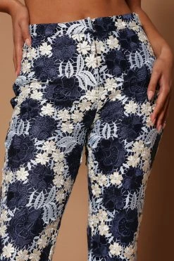 Fashion Nova Pants Kaelie Lace Pant - Navy