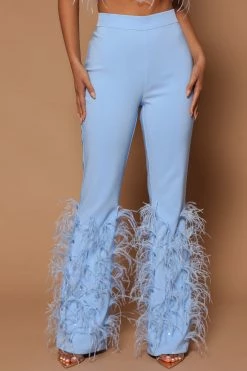 Fashion Nova Pants Cici Feather Pant - Light Blue