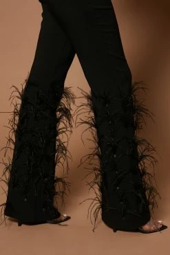 Fashion Nova Cici Feather Pant - Black