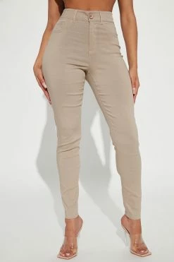 Fashion Nova Everyday Girl Skinny Pant - Khaki Pants