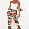 Fashion Nova Save Our Troubles Camo Cargo Jogger - Orange/combo Pants