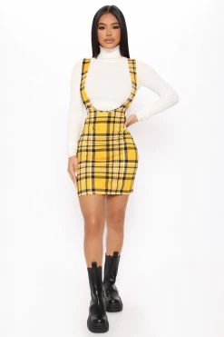 Fashion Nova Forget The Rules Skirtall - Yellow/combo Skirts & Skorts