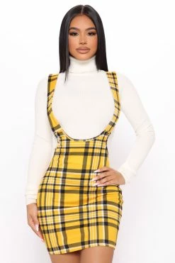 Fashion Nova Forget The Rules Skirtall - Yellow/combo Skirts & Skorts