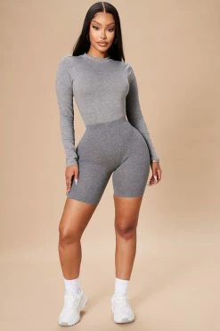 Fashion Nova Natalee Biker Shorts - Grey