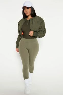 Fashion Nova Leggings Running Around High Rise Legging - Olive