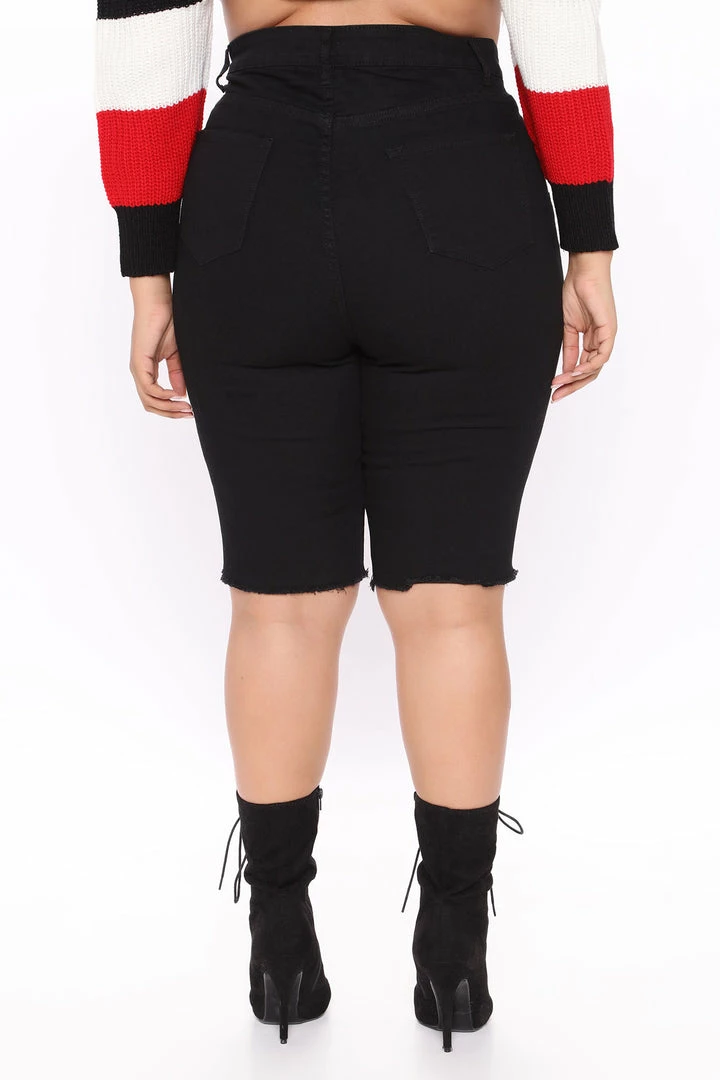 Hot Sale ⌛ Fashion Nova Dirty Little Secret Distressed Bermuda Shorts - Black 😍 10 Fashion Nova Dirty Little Secret Distressed Bermuda Shorts - Black