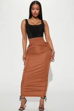 Fashion Nova Tell You What I Want Maxi Skirt - Mocha Skirts & Skorts