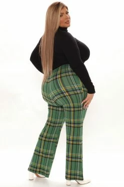 Fashion Nova Checkin' It Twice Flare Pant - Hunter Pants