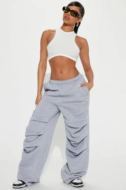 Fashion Nova Spin The Bottle Stacked Sweatpant - Heather Grey