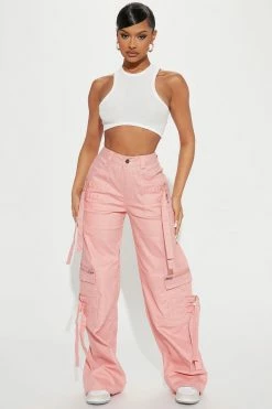 Fashion Nova Cruise Control Contrast Stitch Cargo Pants - Pink