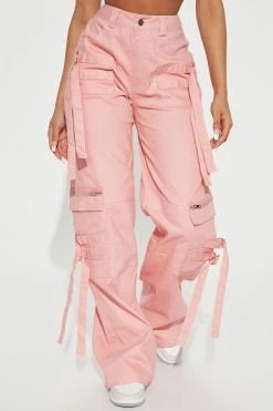 Fashion Nova Cruise Control Contrast Stitch Cargo Pants - Pink
