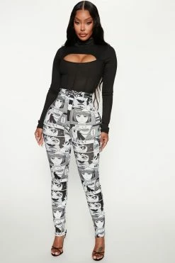 Fashion Nova Leggings Paige Print Anime Legging - White/combo