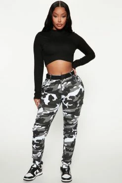 Fashion Nova Season Of Color Camo Cargo Pant - Grey/combo