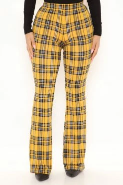 Fashion Nova Checkin' It Twice Flare Pant - Yellow/combo
