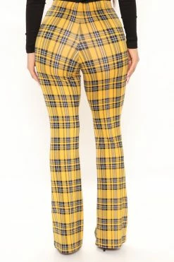 Fashion Nova Checkin' It Twice Flare Pant - Yellow/combo
