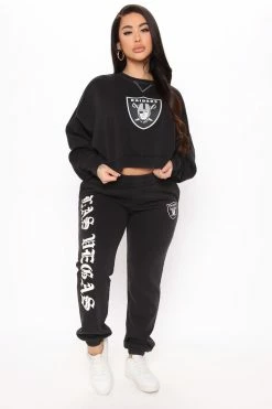 Fashion Nova NFL Raiders Washed Sweatpant - Black