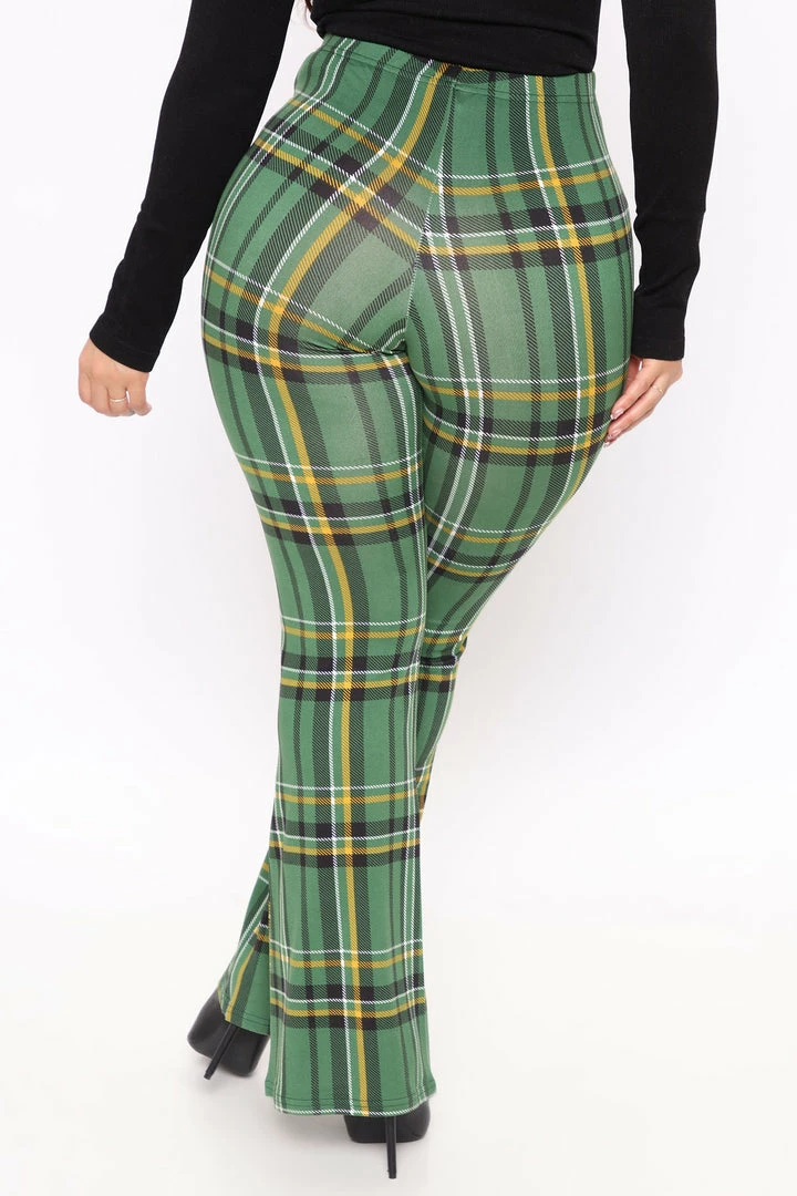 Fashion Nova Checkin' It Twice Flare Pant - Hunter Pants