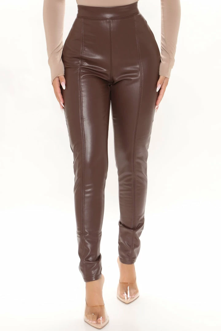 Best Pirce ⭐ Fashion Nova Treat Me Well Faux Leather Leggings - Chocolate ✨ 5 Fashion Nova Treat Me Well Faux Leather Leggings - Chocolate