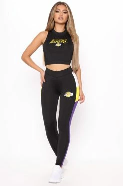 Fashion Nova NBA Money Shot Lakers Legging - Black/combo Leggings
