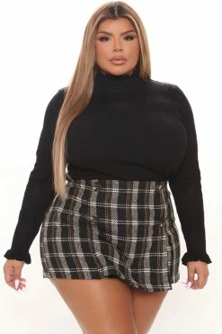 Fashion Nova Vibe With Me Plaid Skort - Charcoal/combo