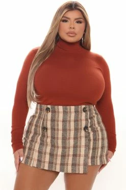 Fashion Nova Skirts & Skorts Vibe With Me Plaid Skort - Taupe/combo