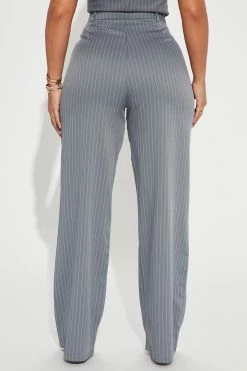 Fashion Nova Keep It Real Pinstripe Trouser - Charcoal