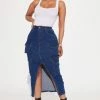 Fashion Nova Dear Diary Denim Cargo Skirt - Dark Wash Skirts & Skorts