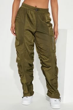 Fashion Nova Lights Camera Action Cargo Parachute Joggers - Olive Pants