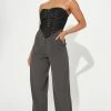 Fashion Nova Pants Abbot Kinney Wide Leg Trouser - Charcoal