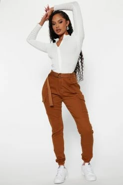 Fashion Nova Cadet Khloe Oversized Cargo Pants - Cognac