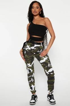 Fashion Nova Pants Season Of Color Camo Cargo Pant - Green/combo